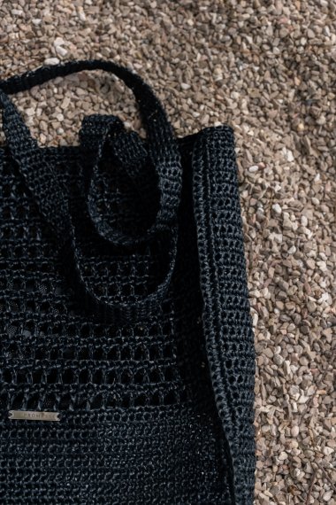 Handcrafted Black Raffia Bag